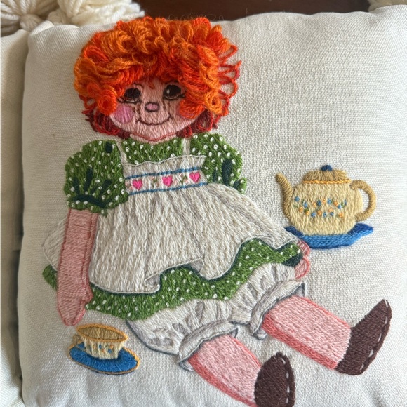 Vintage Embroidered Doll Pillows - Picture 2 of 7
